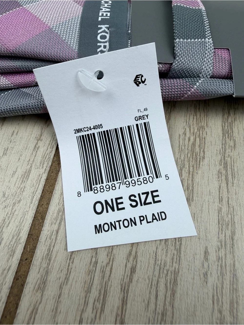 855 Michael Kors Tie Monton Plaid fl_419 Grey 2MKC24-4005 Silk Poly Blend $69.50